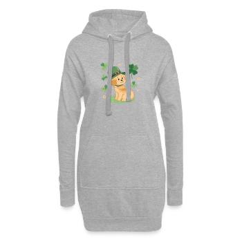 Chien adorable Leprechaun Vert et Trèfles - Sweat-shirt à capuche long Femme - gris chiné - Devant