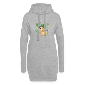 Chien Labrador Leprechaun et Trèfle Vert - Sweat-shirt à capuche long Femme - gris chiné - Devant