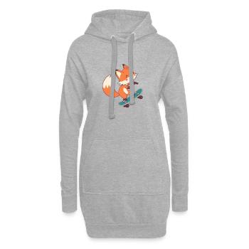 Renard skateur sur planche à roulettes - Sweat-shirt à capuche long Femme - gris chiné - Devant
