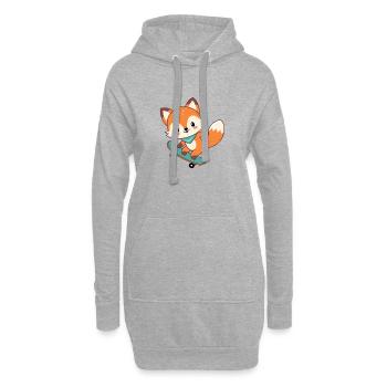 Renard sur skateboard mignon - Sweat-shirt à capuche long Femme - gris chiné - Devant