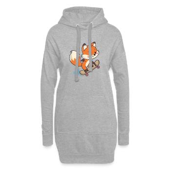 Renard skateur urbain - Sweat-shirt à capuche long Femme - gris chiné - Devant