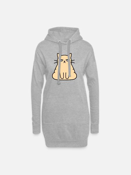 Grumpy Lounge Cat - Hoodie Dress - heather grey