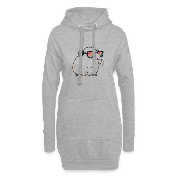 Meerkaninchen mit Retro-Sonnenbrille - Hoodie-Kleid - Grau meliert - Vorne