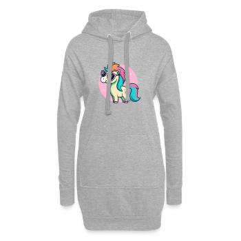 Poney arcenciel lunettes glam - Sweat-shirt à capuche long Femme - gris chiné - Devant