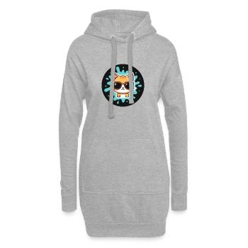 Chaton solaire lunettes turquoise - Sweat-shirt à capuche long Femme - gris chiné - Devant
