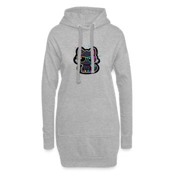 Chat noir lunettes arc-en-ciel - Sweat-shirt à capuche long Femme - gris chiné - Devant