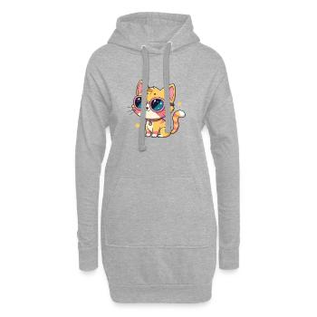 Kawaii-Katzen-Pastellrosa Brille - Hoodie-Kleid - Grau meliert - Vorne