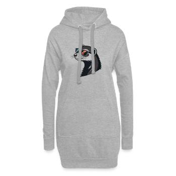 Furet Stylé de Profil - Lunettes Rétro - Sweat-shirt à capuche long Femme - gris chiné - Devant