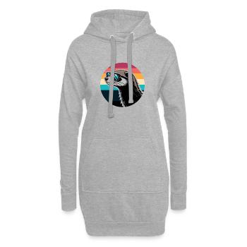 Frettchen-Silhouette Retro-Regenbogen - Hoodie-Kleid - Grau meliert - Vorne