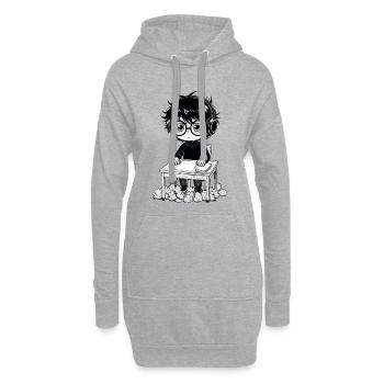 Schüleraufkleber Headset Sättigung Schwarz-Weiß - Hoodie-Kleid - Grau meliert - Vorne