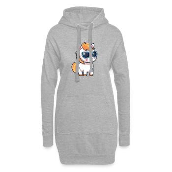 Poney Élégant Lunettes Bleues - Sweat-shirt à capuche long Femme - gris chiné - Devant