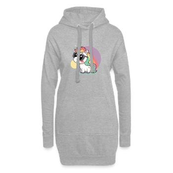 Licorne pastel en lunettes et arc ciel - Sweat-shirt à capuche long Femme - gris chiné - Devant