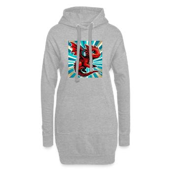 Drache - Hoodie-Kleid - Grau meliert - Vorne