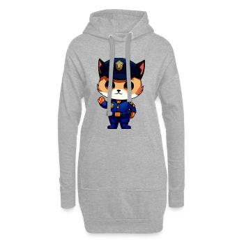 Katze Polizist - Hoodie-Kleid - Grau meliert - Vorne