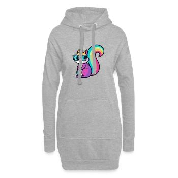 Ecureuil Arc en Ciel Lunettes - Sweat-shirt à capuche long Femme - gris chiné - Devant