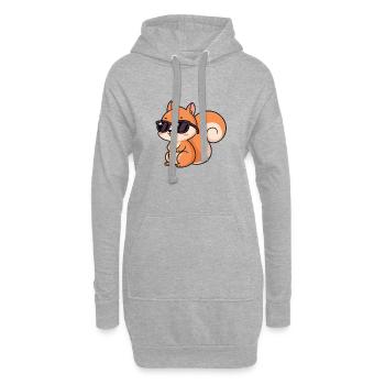 Écureuil cartoon lunettes noires - Sweat-shirt à capuche long Femme - gris chiné - Devant