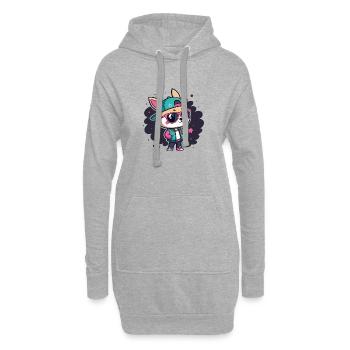 Retro-schicker Streetwear-Hase - Hoodie-Kleid - Grau meliert - Vorne