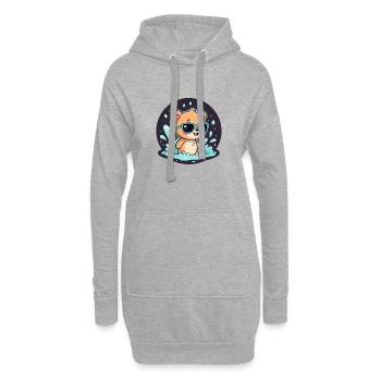 Schicker Surferbär mit blauer Brille - Hoodie-Kleid - Grau meliert - Vorne