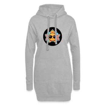 Eulenfisch und Brille - Hoodie-Kleid - Grau meliert - Vorne