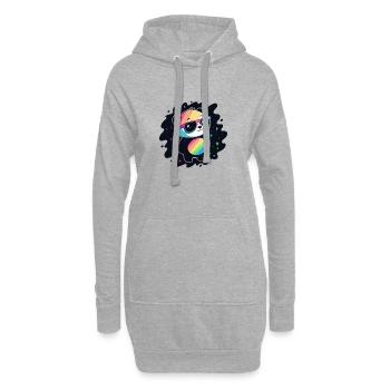 Panda arc-en-ciel galaxie lunettes cool - Sweat-shirt à capuche long Femme - gris chiné - Devant