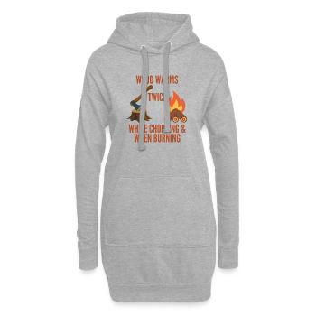 Holz wärmt zweimal beim Hacken Brennen - Hoodie-Kleid - Grau meliert - Vorne