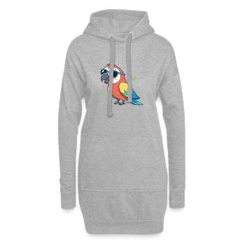 Farbenfroher Papagei mit Sonnenbrille - Hoodie-Kleid - Grau meliert - Vorne