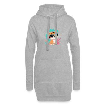 Tigre chic lunettes soleil colorées - Sweat-shirt à capuche long Femme - gris chiné - Devant