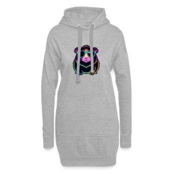 Neon-Regenbogen-Hamsterbrille - Hoodie-Kleid - Grau meliert - Vorne