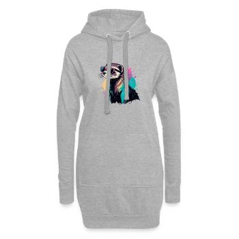 Frettchen-Neon-Pink-Brille - Hoodie-Kleid - Grau meliert - Vorne