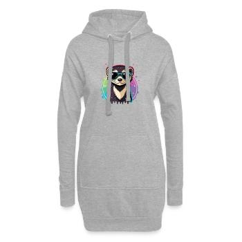 Regenbogenotterblaue Brille - Hoodie-Kleid - Grau meliert - Vorne