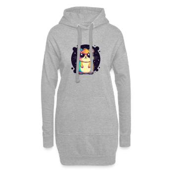 Rainbow hamster with glasses - Hoodie Dress - heather grey - Front