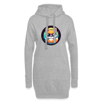 Fox Kawaii Pop Pink Brille - Hoodie-Kleid - Grau meliert - Vorne