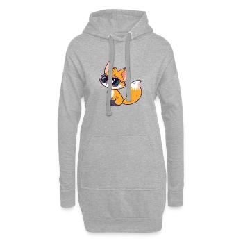 Renardeau Glam Lunettes cool - Sweat-shirt à capuche long Femme - gris chiné - Devant