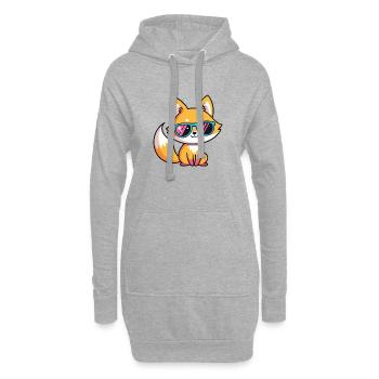 Renard Lunettes Fluo Retro - Sweat-shirt à capuche long Femme - gris chiné - Devant
