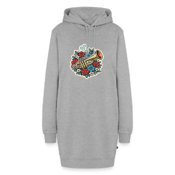 Explosion florale de trompette - Sweat-shirt à capuche long Femme - gris chiné - Devant