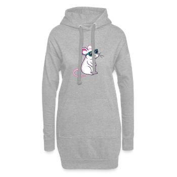 Maus Retro Blaue Brille - Hoodie-Kleid - Grau meliert - Vorne