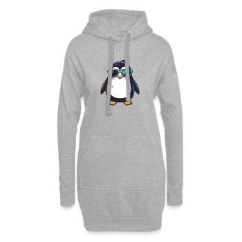 Pingouin néon lunettes - Sweat-shirt à capuche long Femme - gris chiné - Devant