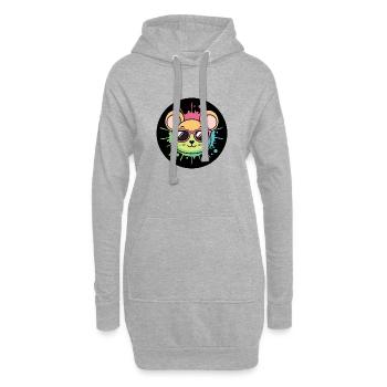 Souris arc-en-ciel lunettes néon Badge - Sweat-shirt à capuche long Femme - gris chiné - Devant