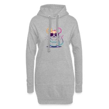 Regenbogen-Maus-Brille - Hoodie-Kleid - Grau meliert - Vorne
