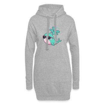 Baleine et Lunettes - Sweat-shirt à capuche long Femme - gris chiné - Devant