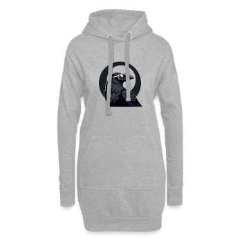 Städtische Krähe mit Sonnenbrille - Hoodie-Kleid - Grau meliert - Vorne