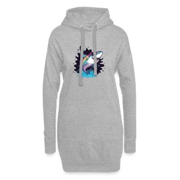 Requin Coloré lunette rose - Sweat-shirt à capuche long Femme - gris chiné - Devant