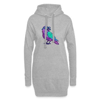Oiseau violet lunettes bleues néon - Sweat-shirt à capuche long Femme - gris chiné - Devant