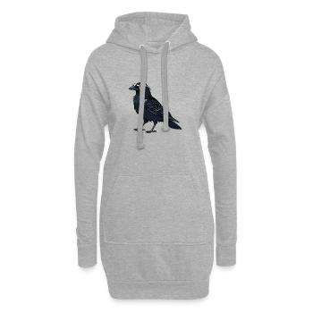 Corbeau chic lunettes blanches - Sweat-shirt à capuche long Femme - gris chiné - Devant