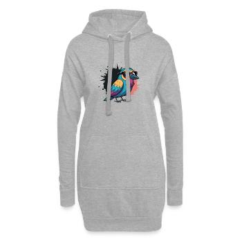 Oiseau coloré cartoon à lunettes - Sweat-shirt à capuche long Femme - gris chiné - Devant