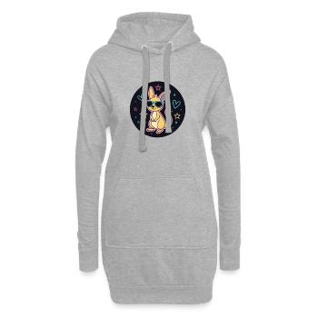 Kangourou néon lunettes - Sweat-shirt à capuche long Femme - gris chiné - Devant