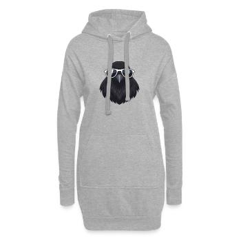 Corbeau Hipster Lunettes Cool - Sweat-shirt à capuche long Femme - gris chiné - Devant