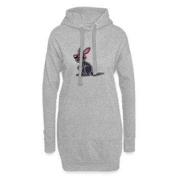 Kangourou Sombre lunettes rose - Sweat-shirt à capuche long Femme - gris chiné - Devant