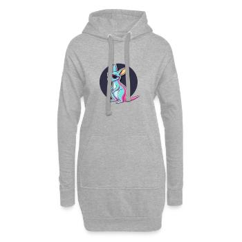 Pastell-Känguru-Hipster-Brille - Hoodie-Kleid - Grau meliert - Vorne