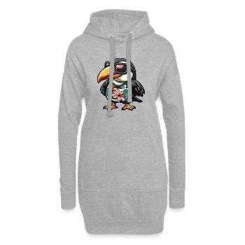 Vacances de bandes dessinées Toucan Bird - Sweat-shirt à capuche long Femme - gris chiné - Devant